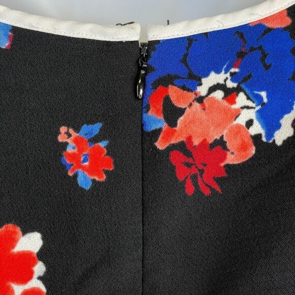 Vince Camuto Womens FLORAL Fit Flare Dress Size 10 Multicolor Short Sleeve Knit - Picture 7 of 13